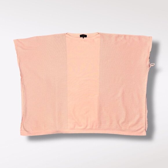Donna Karan Blush Pink Knit Sweater Poncho Side Tie Medium Large - Picture 11 of 11